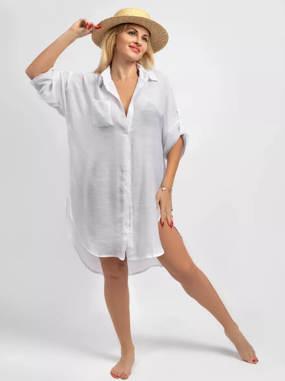 туника пляжная рубашка летняя на пуговицах