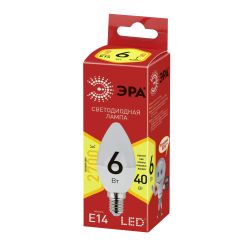 Лампа светодиодная ЭРА RED LINE ECO LED B35-6W-827-E14 6Вт свеча теплый белый свет Е14 | Лампы cветодиодные Свеча (B/C)