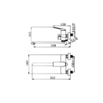 Смеситель для ванны и раковины 35к HB22816-3  HAIBA див корп L-нос оружейная сталь