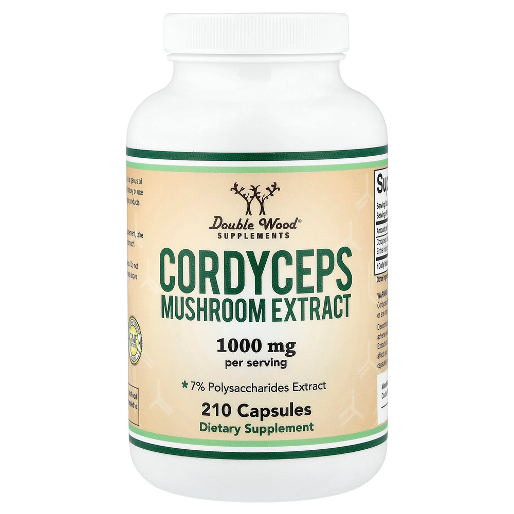Double Wood Supplements, экстракт гриба кордицепс, 210 капсул (500 мг в 1 капсуле)