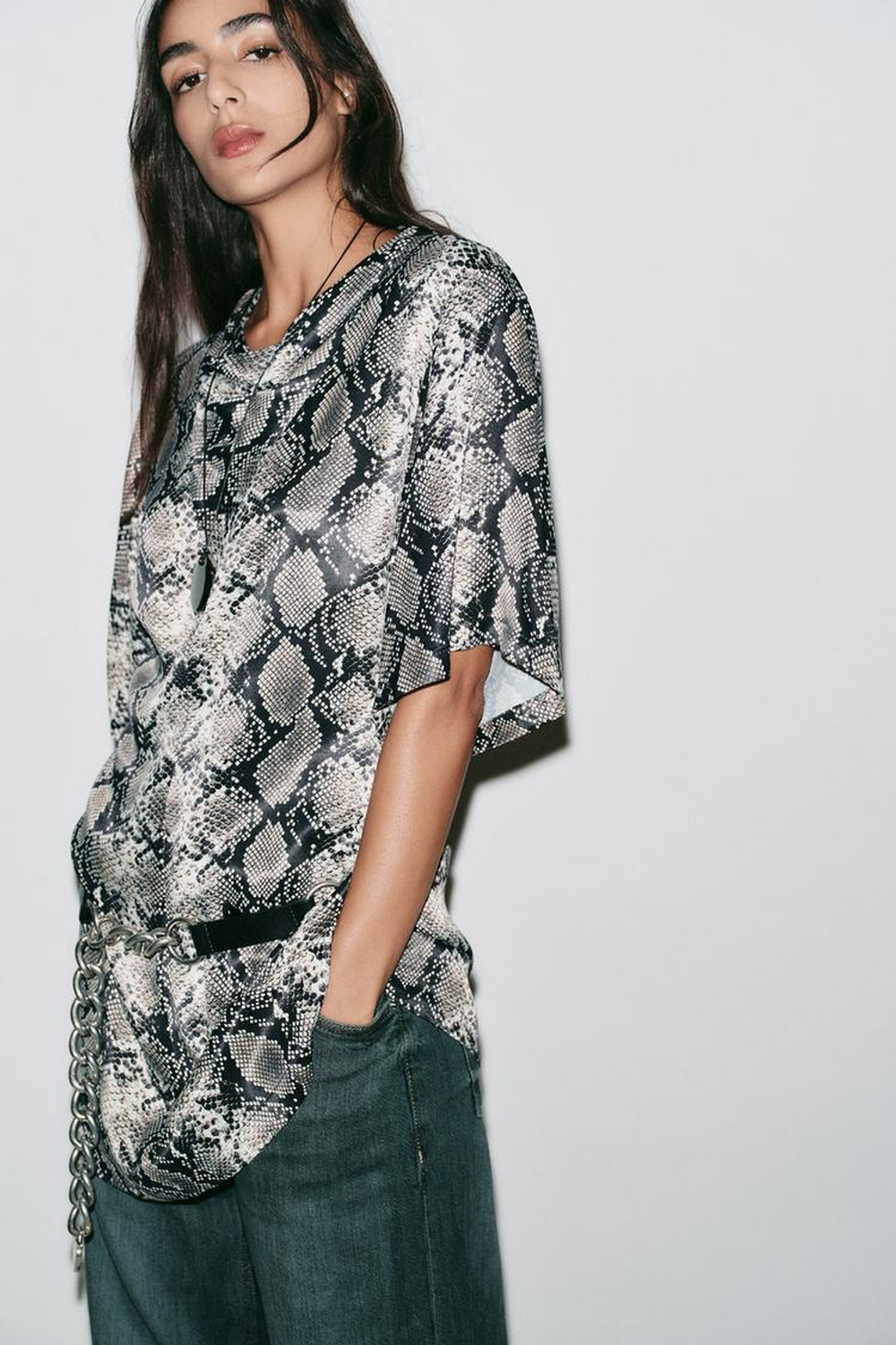 ZARA МИНИ-ПЛАТЬЕ С АНИМАЛИСТИЧЕСКИМ ПРИНТОМ, ЗМЕИНЫЙ ПРИНТ