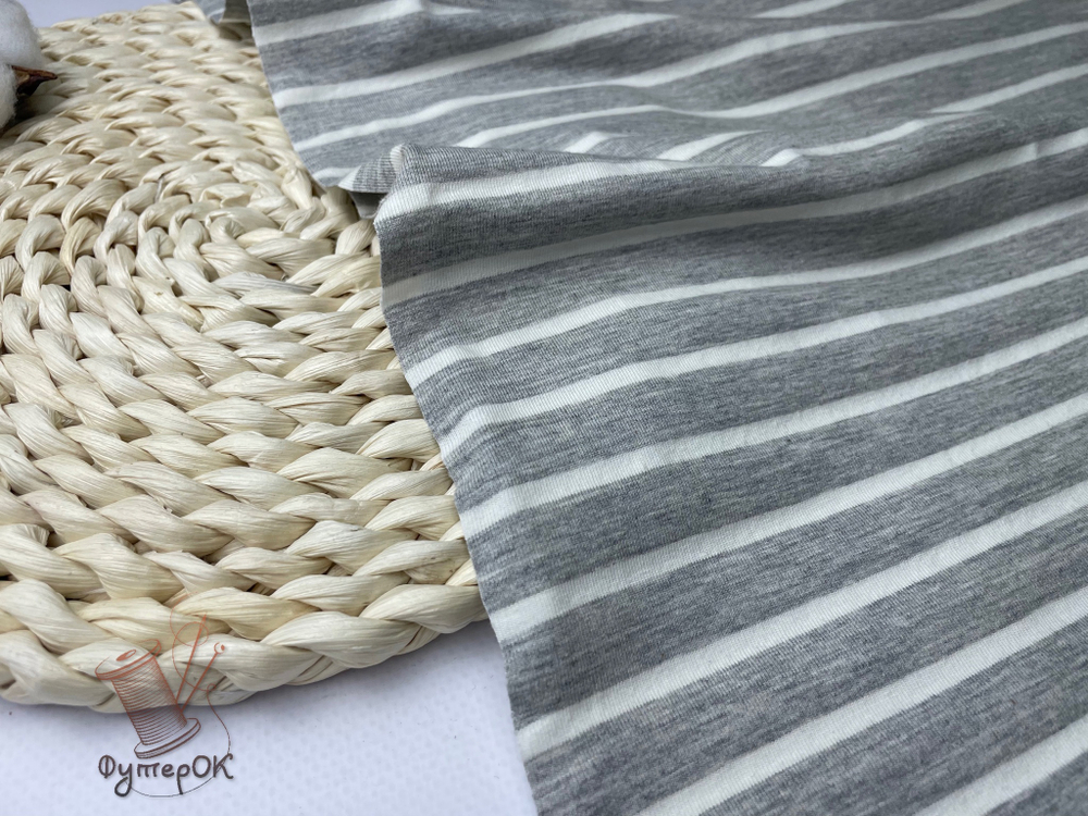 Кулирка с лайкрой ПОЛОСКА НА МЕЛАНЖЕ