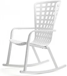 Кресло-качалка Folio белое с зеленой подушкой