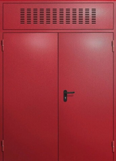 Двупольная противопожарная дверь с фрамугой с вентиляционной решеткой - 1220