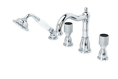 Смеситель врезной 4 отв. ROYAL CRYSTAL black, хром_Комплект