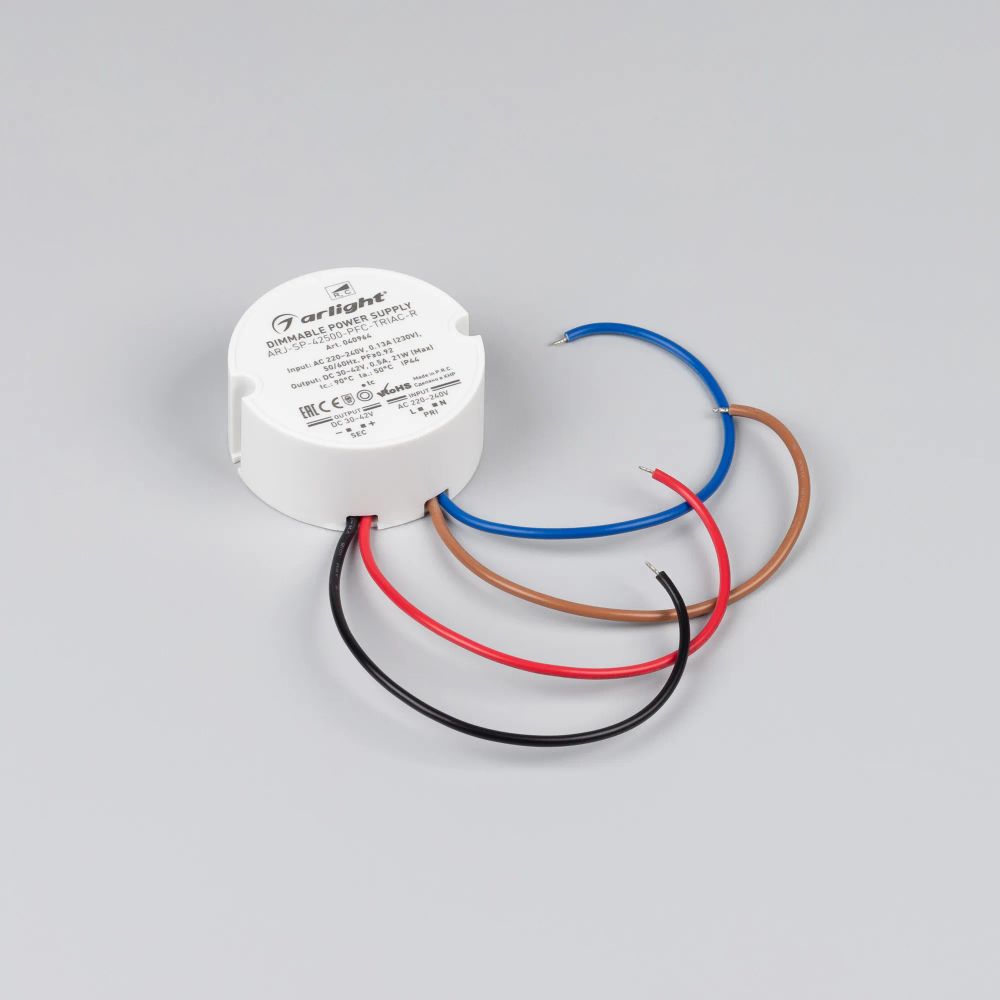 Блок питания ARJ-SP-42500-PFC-TRIAC-R (21W, 30-42V, 500mA) (Arlight, IP44 Пластик, 5 лет) 040964
