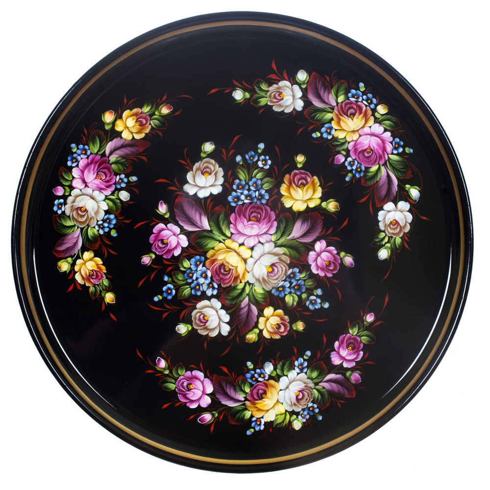 Жостовский поднос декоративный, размер 37 см (A14), металлический