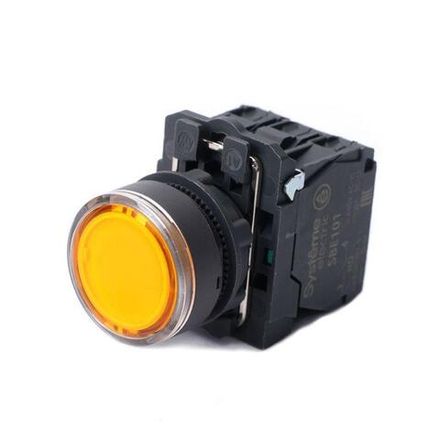 Кнопка модульная SB5 с подсветкой в сборе 22мм пластик 24ВDC 1НО+1НЗ желт. SE SB5AW35B5