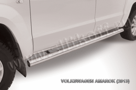 Пороги из нержавейки Volkswagen Amarok (2010-2016) d76 труба (черный цвет)