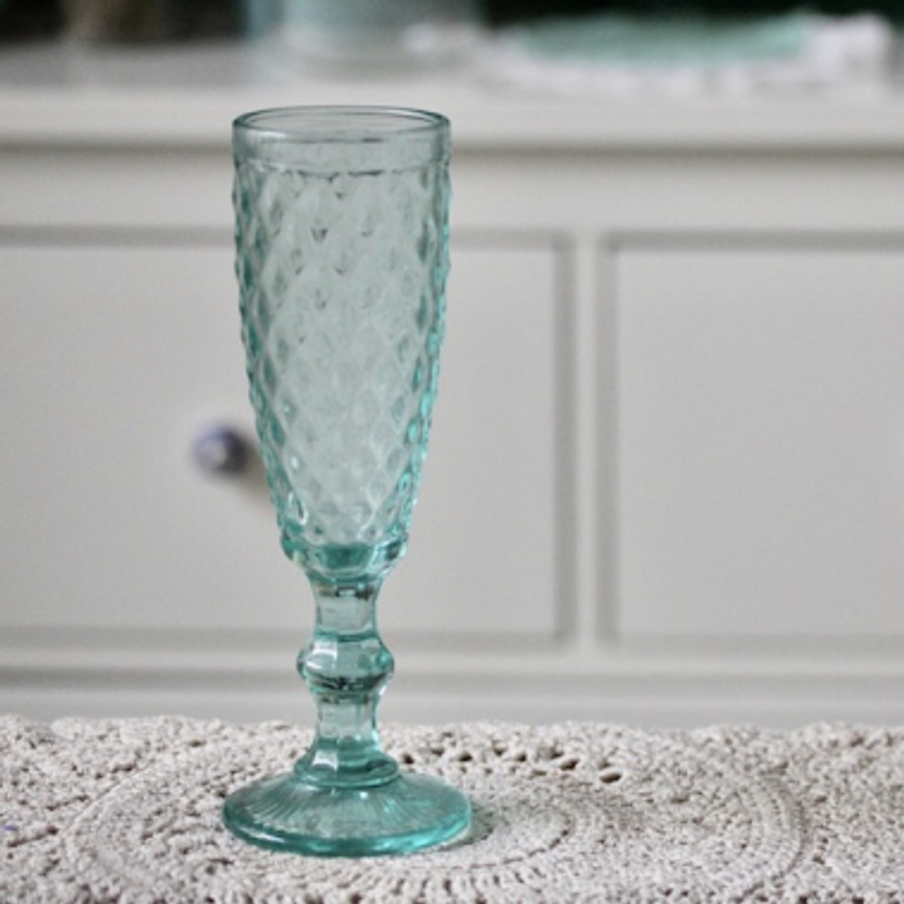 Бокал стеклянный бирюзовый 1 шт, D6,5 x H19.5 см