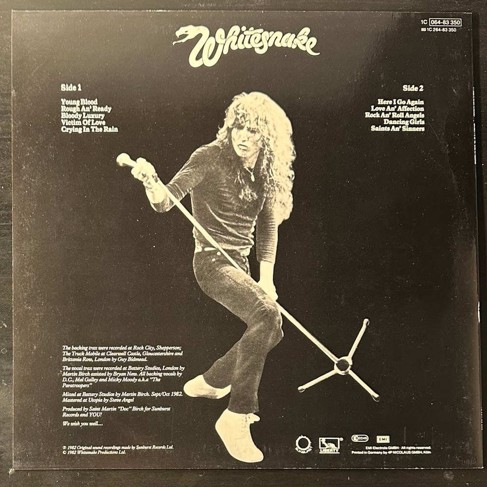 Whitesnake ‎– Saints & Sinners (Европа 1982г.)