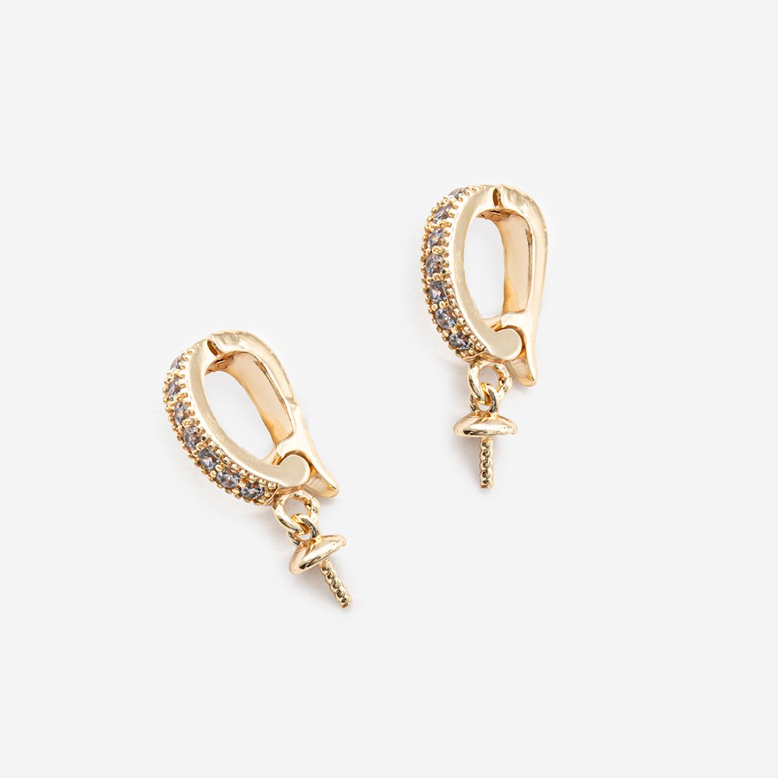 Бейл разъемный 12мм*6,5мм с бейлом под вклейку 6,5мм, фианиты, позолота