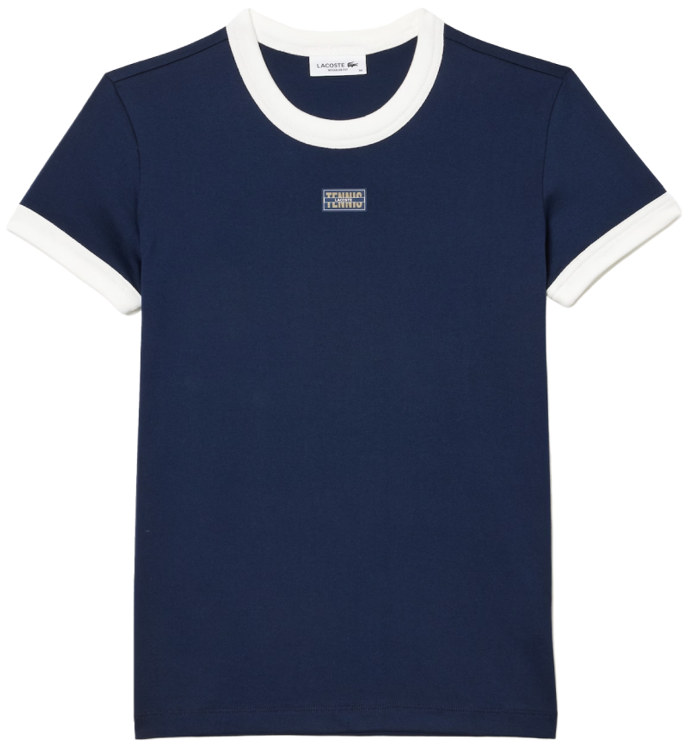 Женская теннисная футболка Lacoste Slim Fit Cotton Tennis T-Shirt - небесный