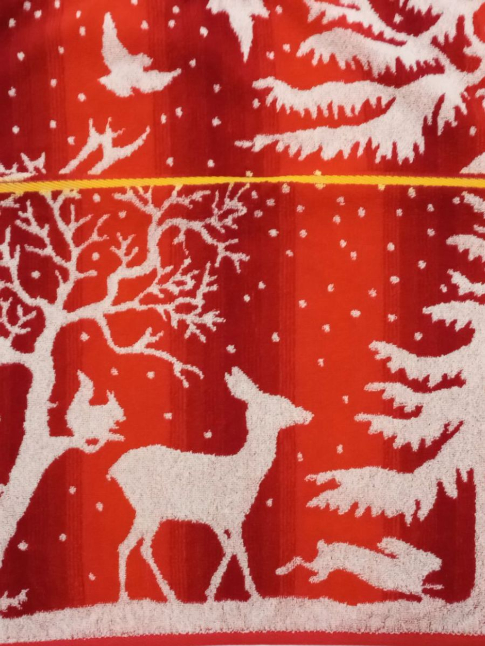 Авангард Полотенце банное Зимняя сказка махровое, хлопок 100%, 70х140 см, большое, красное