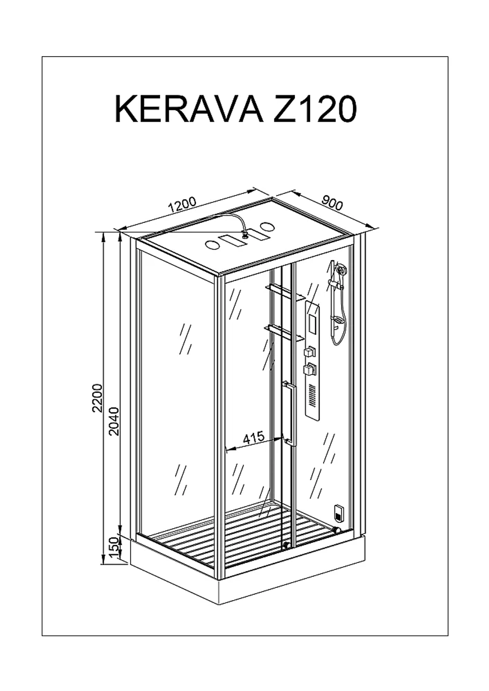 Душевая кабина DTO Серия Z Z120 KERAVA 120x90