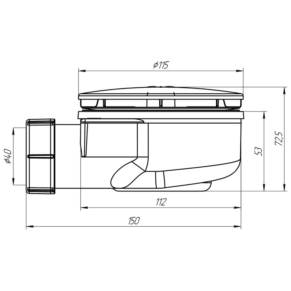 Сифон для душ.поддона 90*40 h 53 Ani Е350VAL вальцовка АНИ пласт