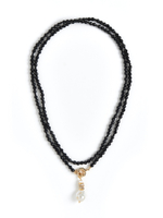 Сотуар из Чёрного агата "Long Pearl" Gold