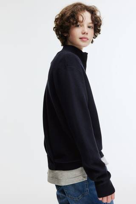 H&M Свитер с застежкой-молнией до середины груди, темно-синий