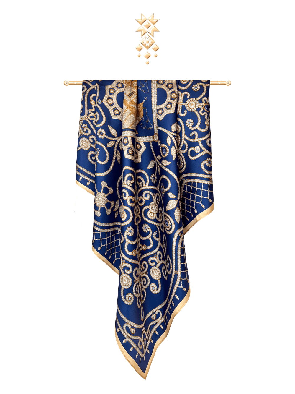 Платок «Жемчужное шитье» 100% шелк, сапфир