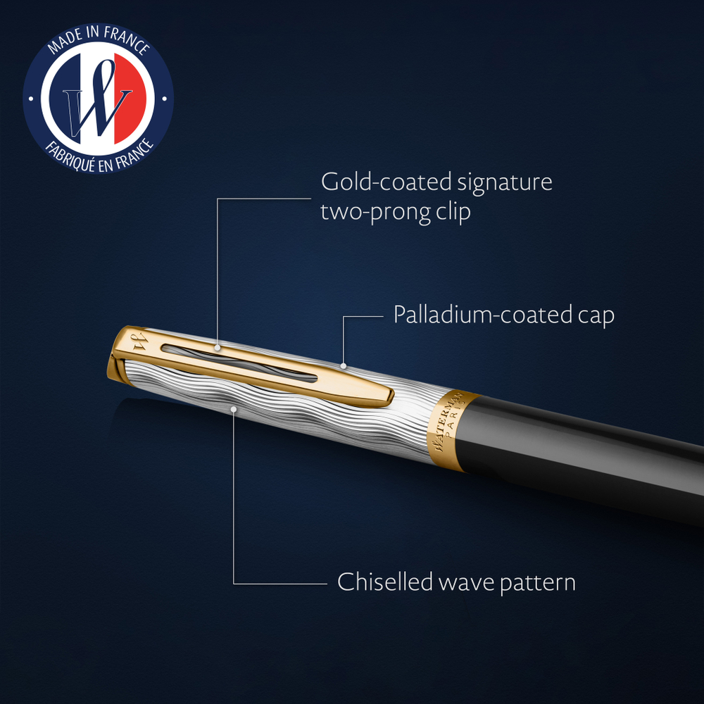 Шариковая ручка Waterman Reflections of Paris Hemisphere DeLuxe Black GT Mblue в подарочной коробке