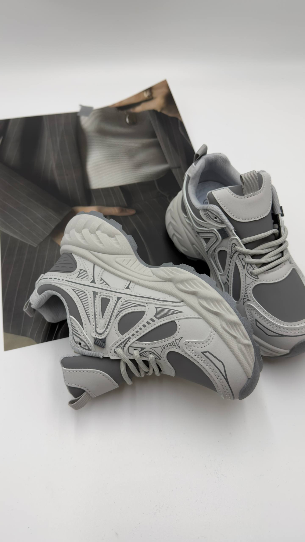 Кроссовки женские экокожа арт. 4650-4 цвет "серый"