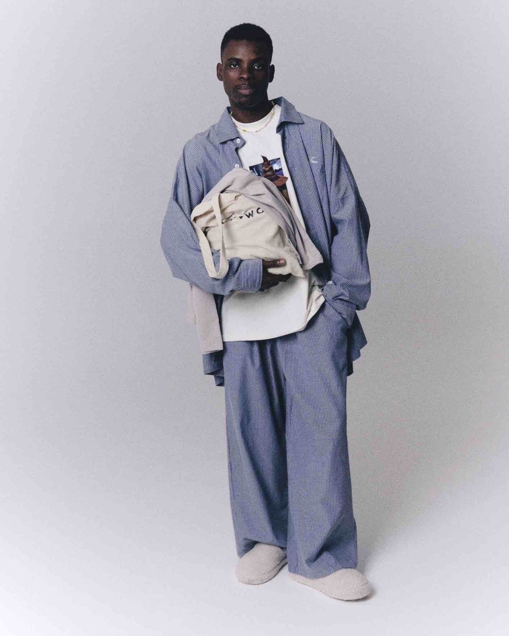 Рубашка One Two Oversized Striped Shirt Dirty-Blue