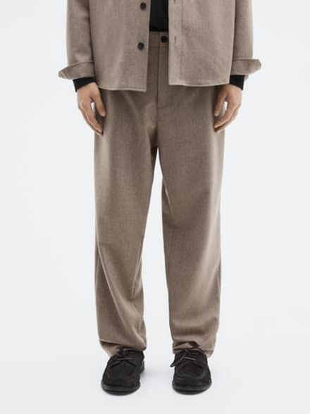 Massimo Dutti Брюки из эластичной шерстяной смеси, норка