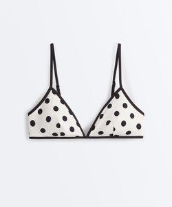 OYSHO Топ бикини из пике в горошек, светлый экрю