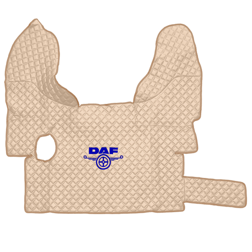 Ковры Daf XF-105 с 2006 года (механика) (экокожа, бежевый, бежевый кант, синяя вышивка)
