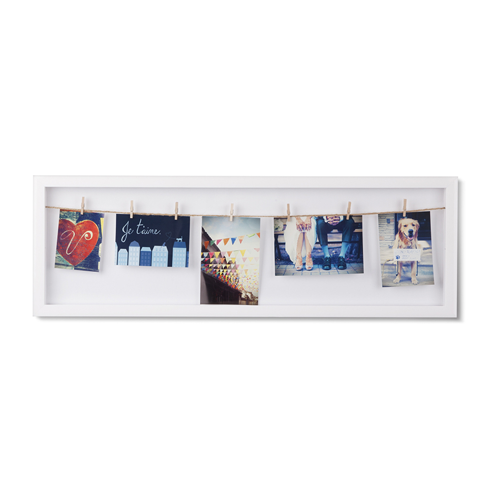 Панно с зажимами для 7 фото Clothesline белое, Umbra