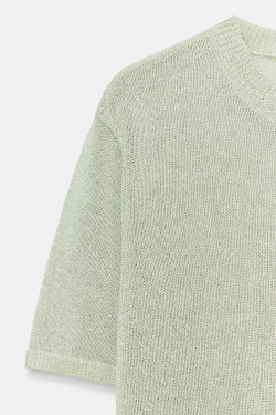 ZARA ТРИКОТАЖНЫЙ ТОП С КОРОТКИМИ РУКАВАМИ, СЕРЫЙ