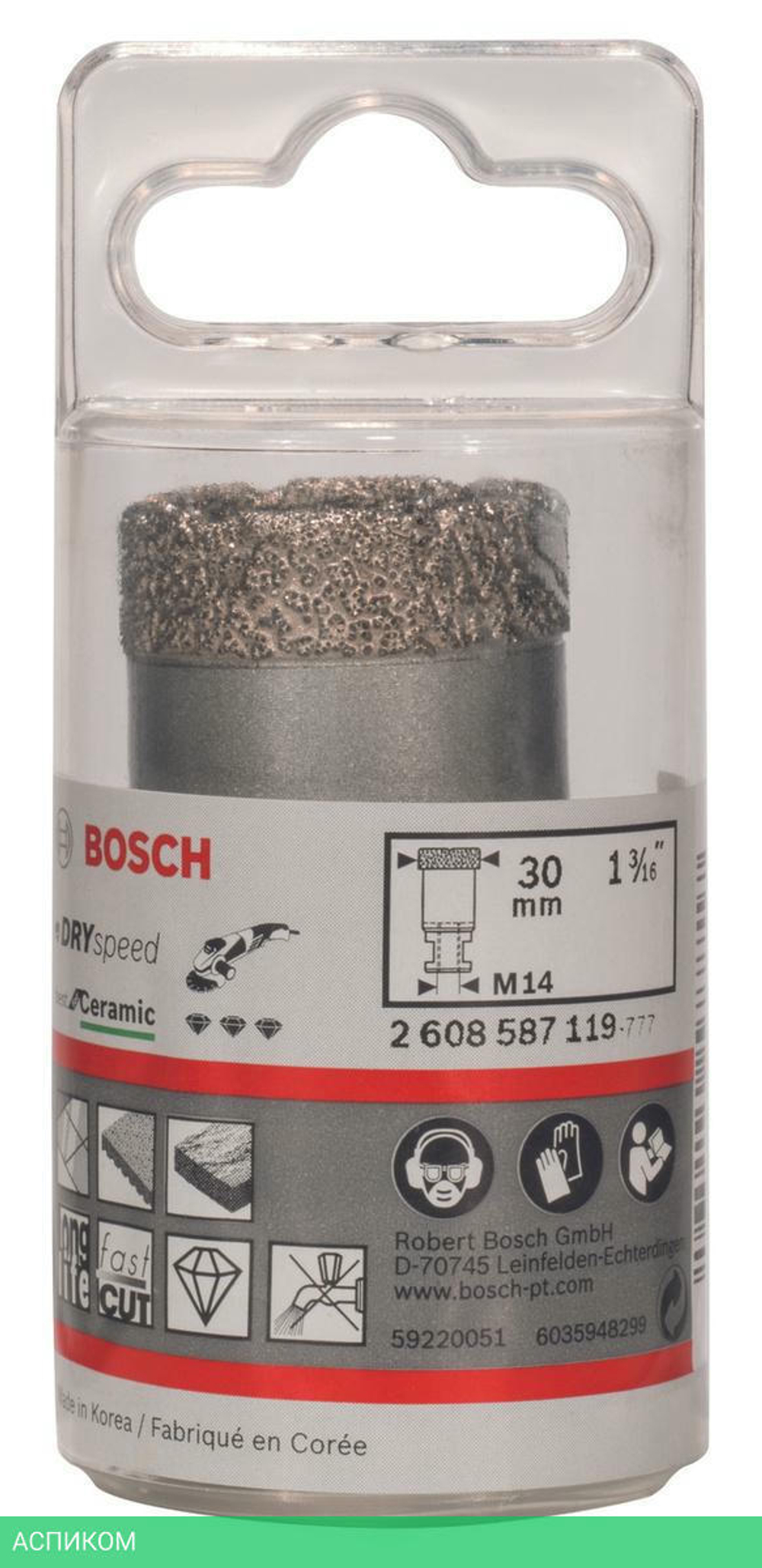 Алмазная коронка Bosch М 30мм Dry Speed 2.608.587.119
