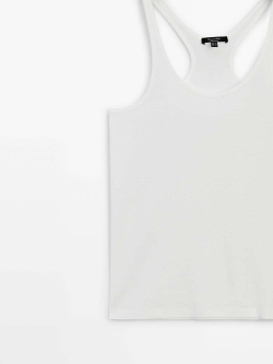 Massimo Dutti Топ из 100% хлопка с бретелями, белый