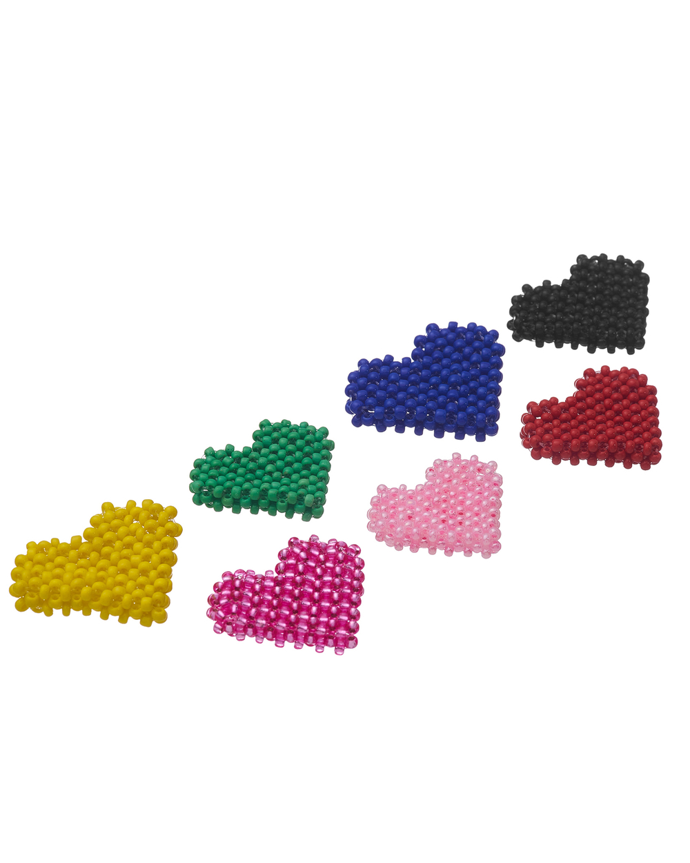 Колье жемчуг, 3 бисерных сердца