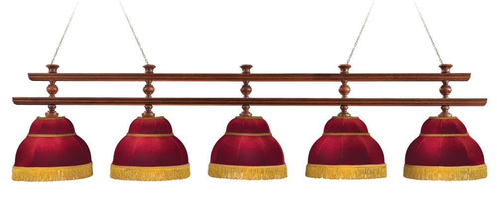 Лампа Ливерпуль 5пл. ясень (№5,бархат зеленый,бахрома желтая,фурнитура золото)