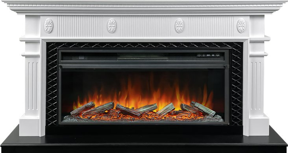 Каминокомплект Carlyle - Белый с черным с очагом Vision 42 LOG LED
