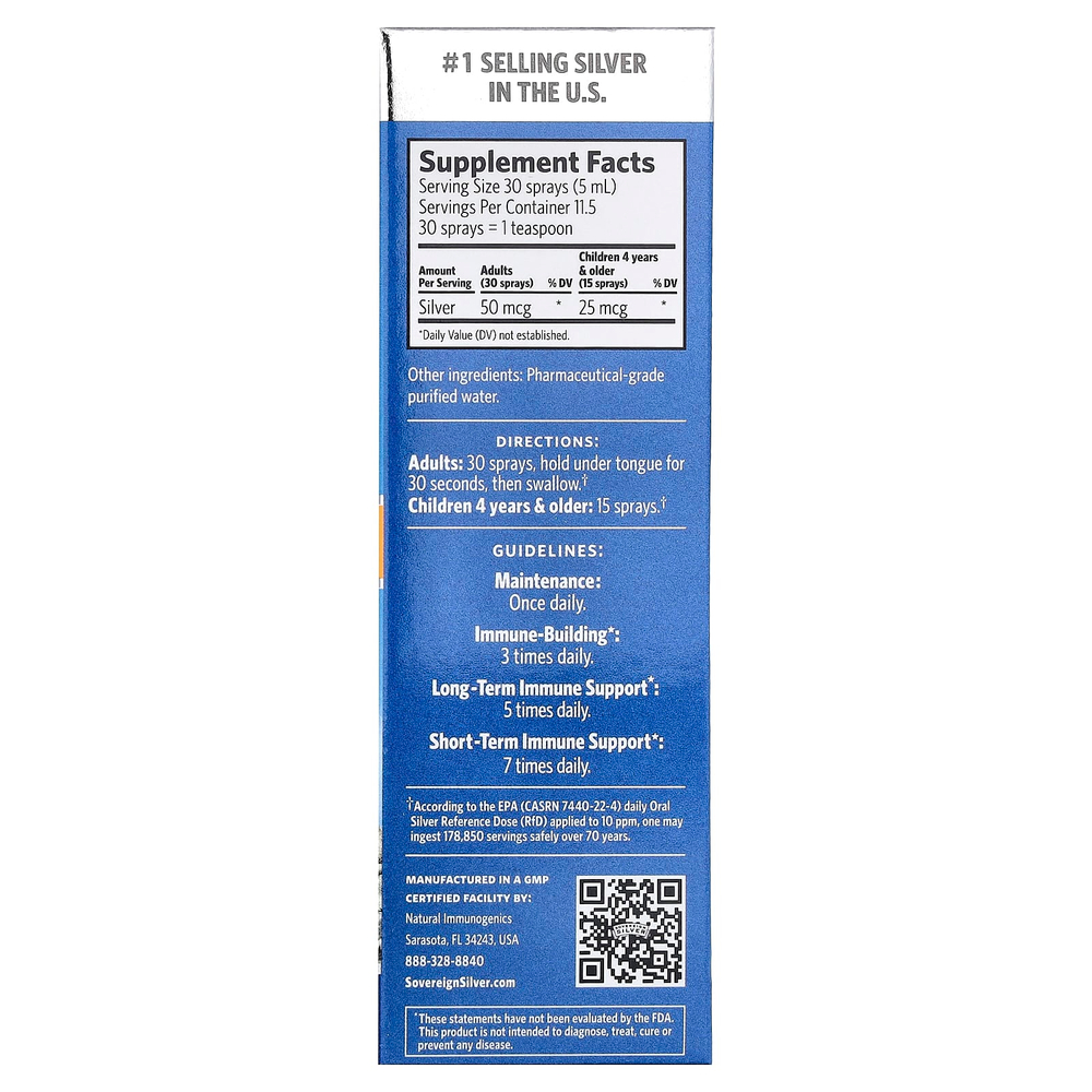 Sovereign Silver, Bio-Active Silver Hydrosol™, мелкодисперсный спрей, 59 мл (2 жидк. унции)