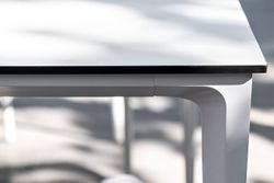 "Малага" обеденная группа на 6 персон со стульями "Марсель", каркас белый, роуп светло-серый