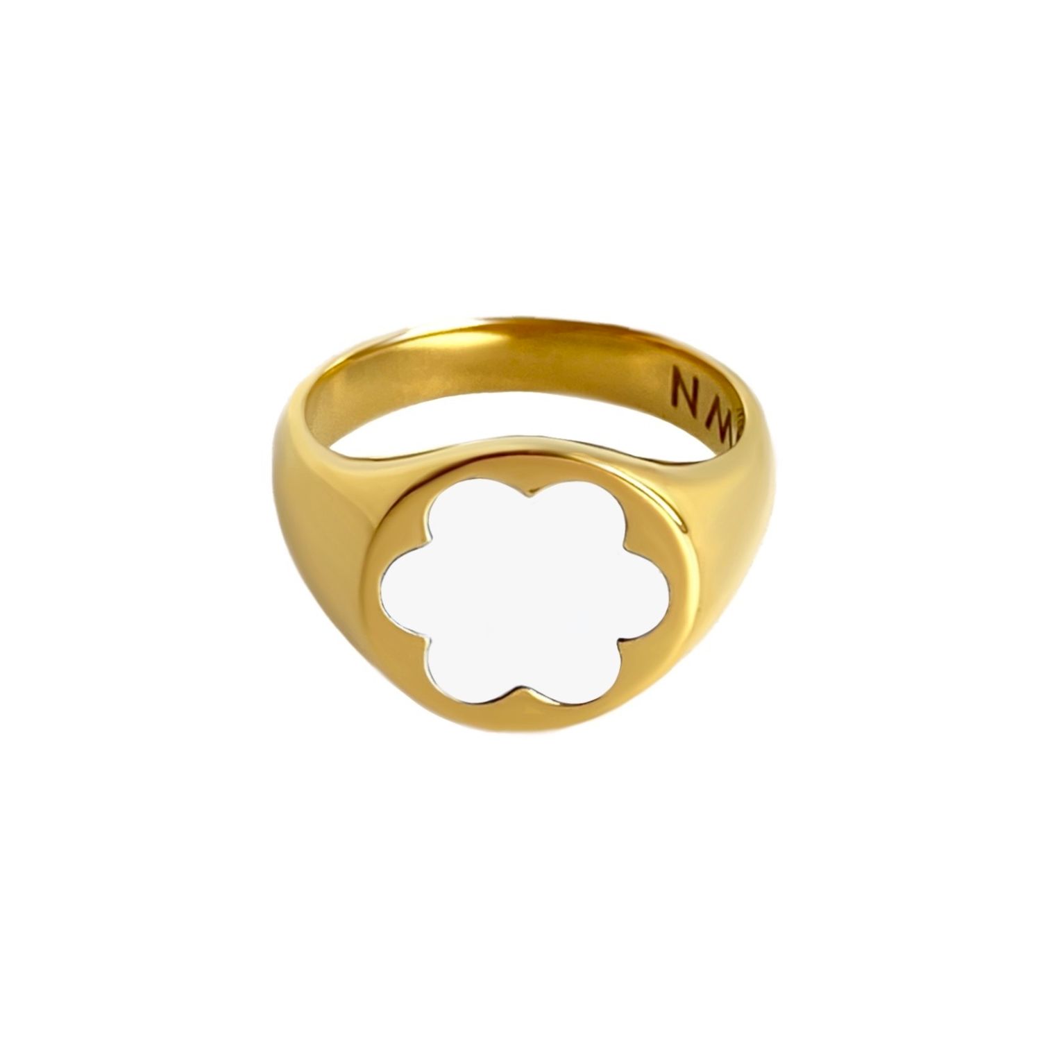 Кольцо-печатка Gold Forget-Me-Not Ring – White