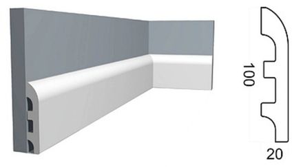 Плинтус Контур под покраску, 100x20 мм