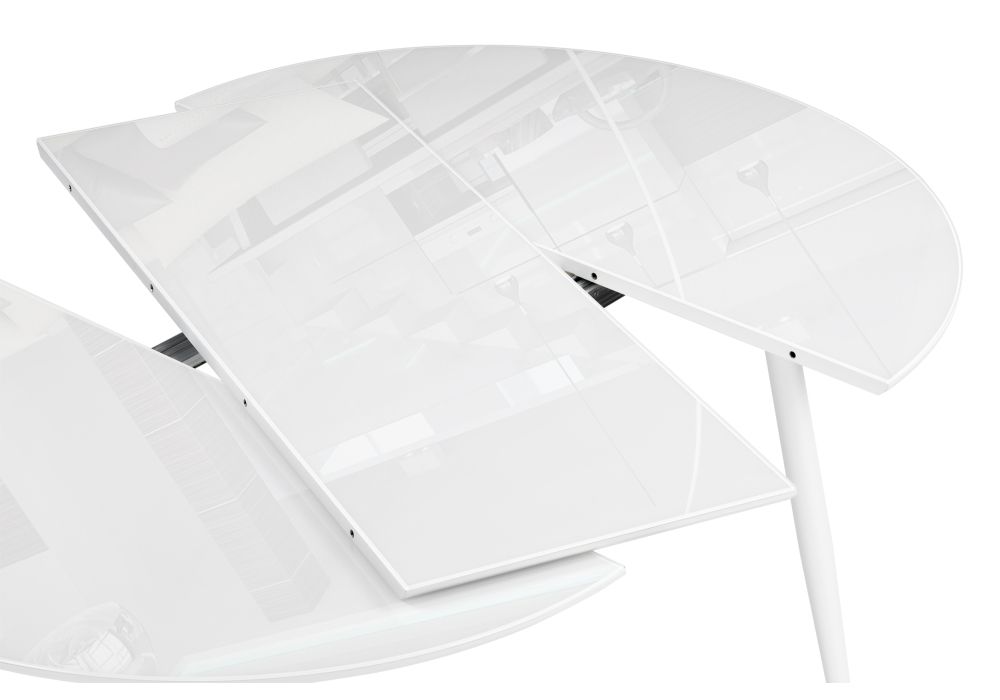 Стеклянный стол Абилин 100(140)х76 ультра белое стекло / белый / белый матовый