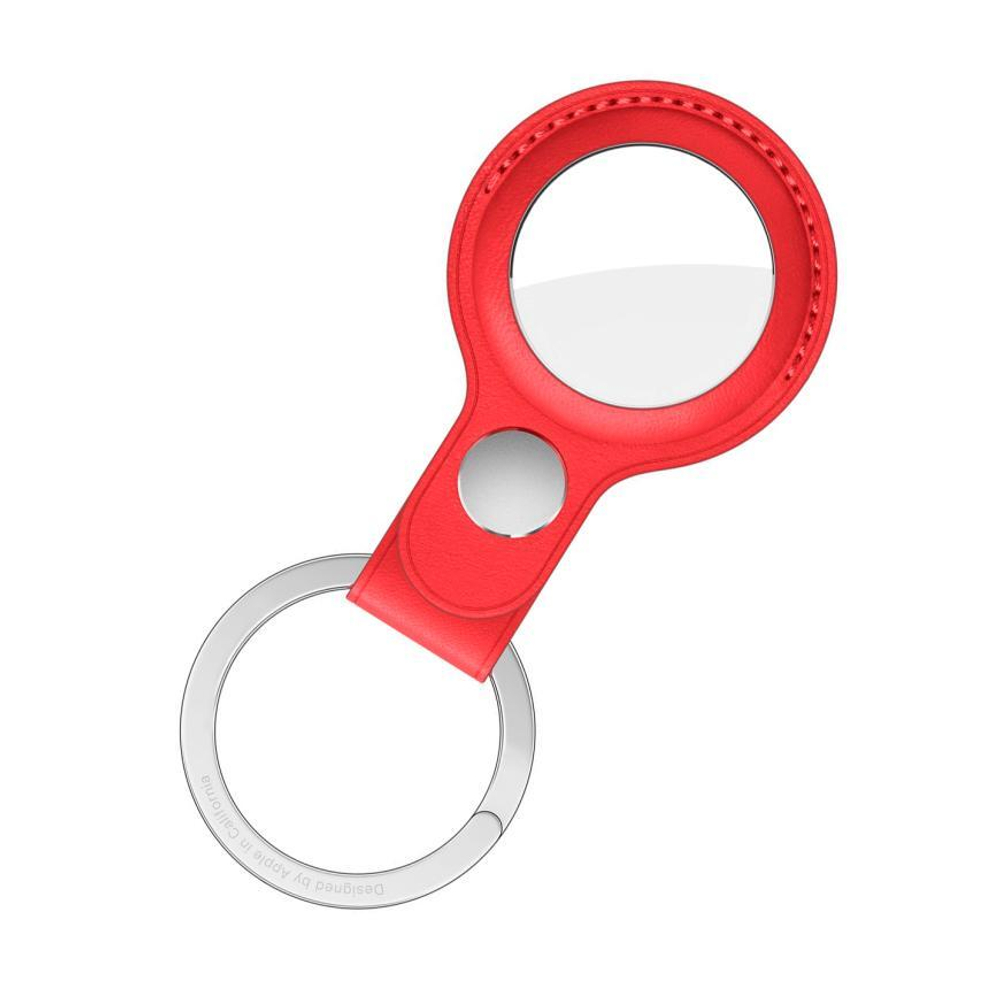 Кожаный брелок с заводным кольцом Apple Leather Key Ring для AirTag, Красный