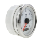 Тахометр 0-6000 об/мин, со счётчиком м/ч, белый с нержавеющим ободком