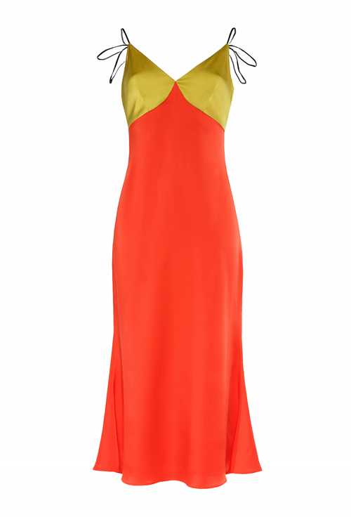 Платье на лямках оранжевое 11-19SS