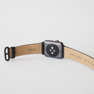 Ремешок для Apple Watch Ultra 49mm из кожи крокодила черного цвета с красной строчкой