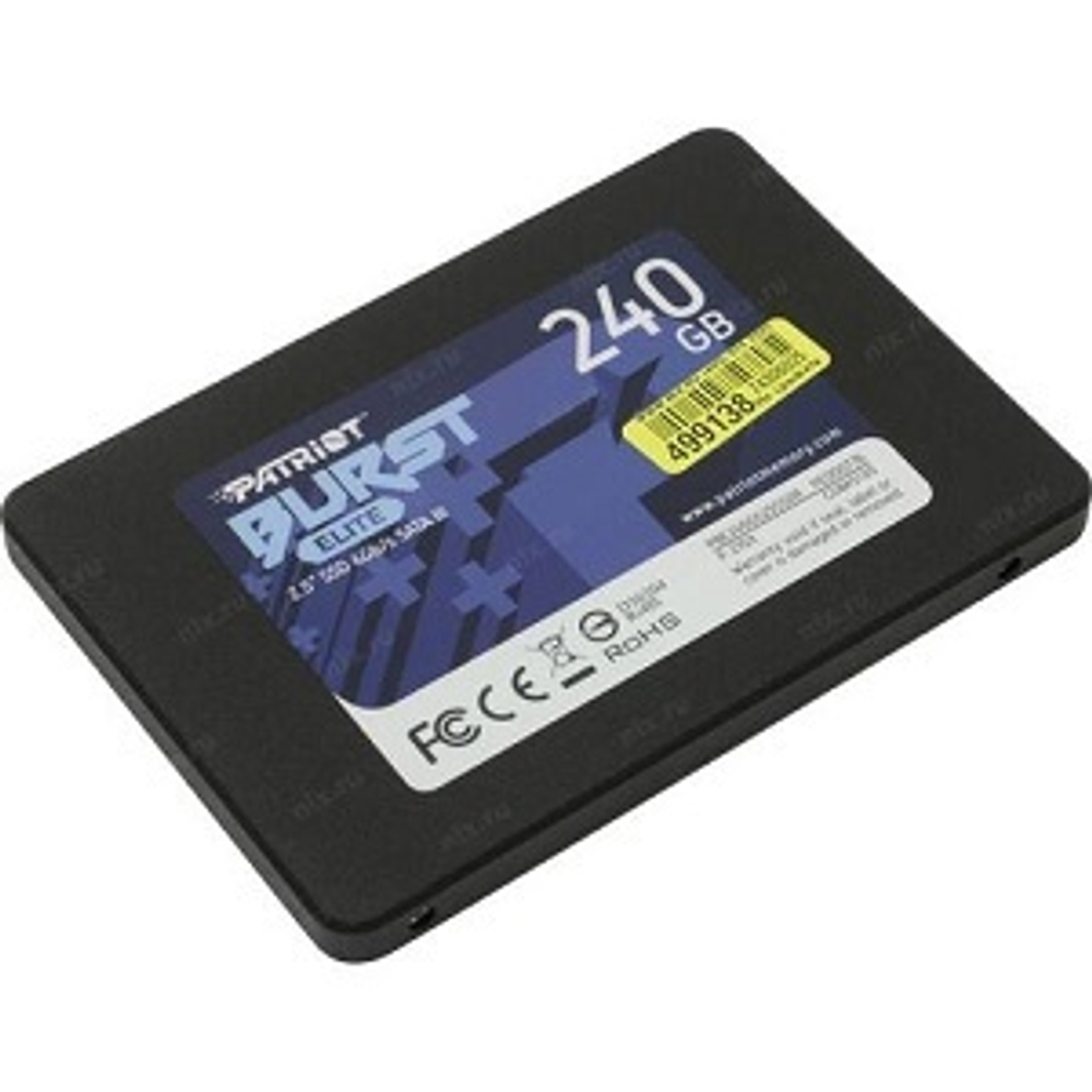 Жесткий диск SSD 2.5" 240Gb Patriot Burst Elite, 450/320MBs, 40000 IOPS, 3D QLC, SATA-III (PBE240GS25SSDR)