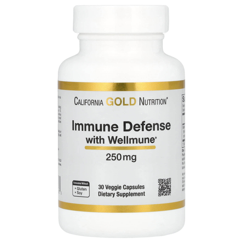 California Gold Nutrition, Immune Defense с Wellmune®, добавка для поддержки иммунитета, бета-глюкан, 250 мг, 30 растительных капсул