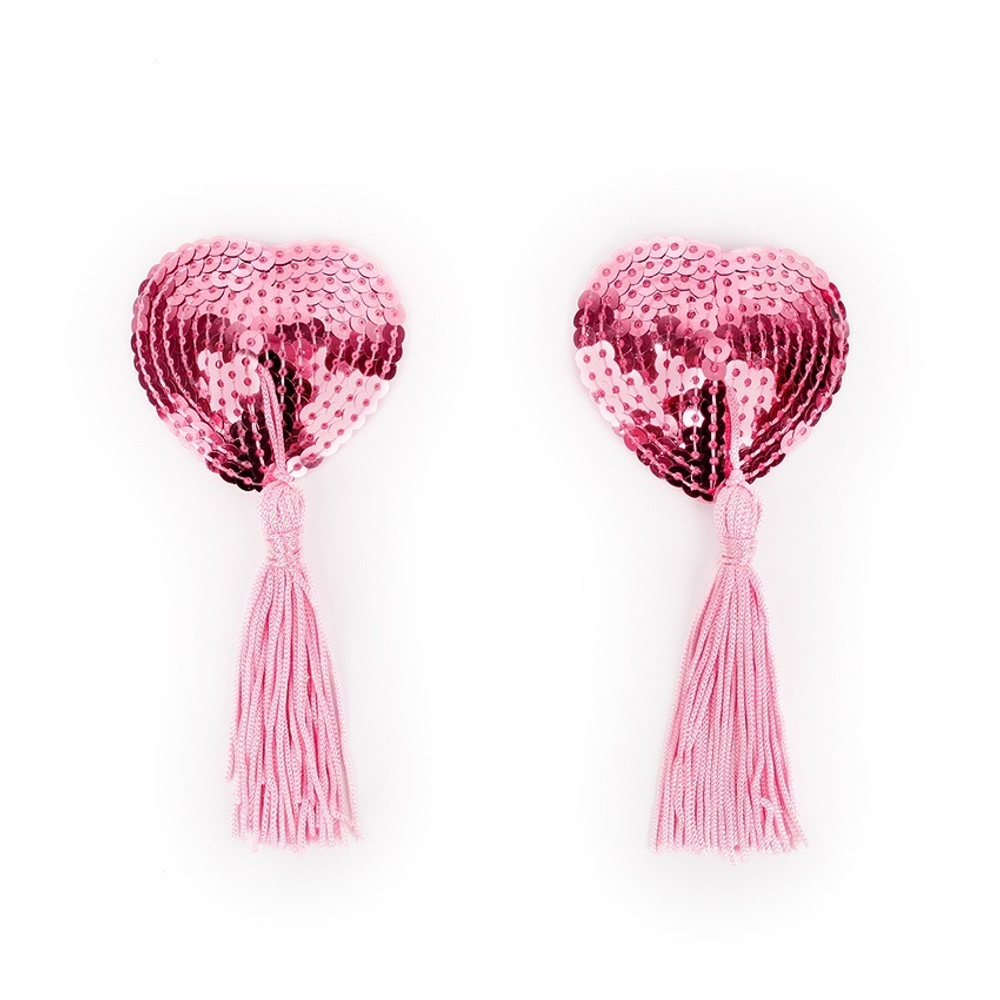 Пэстисы Notabu BDSM в форме сердец с кисточками розовые