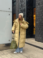 Пуховик Сахалин макси зеленое яблоко