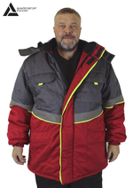 Куртка зимняя мужская «СЕВЕРНАЯ ШИРОТА» цв.серый/красный БОЛЬШОЙ РАЗМЕР